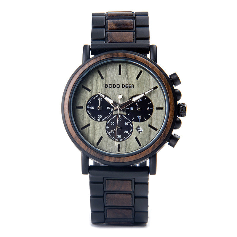 Luxury Wood Stainless Steel Men Watch Stylish Wooden